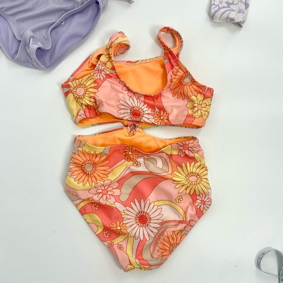 Girls One-Piece Wonder Nation Swimsuit Bundle Floral Rash Guard Monokini Size 7 - Picture 3 of 11